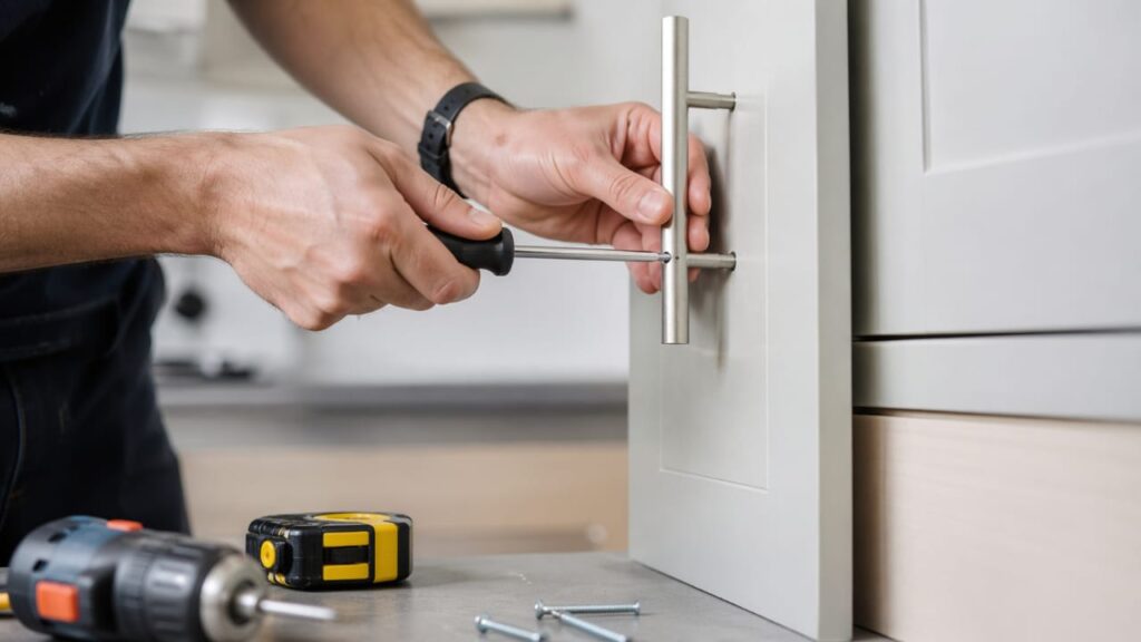 Local handyman performing interior home repairs