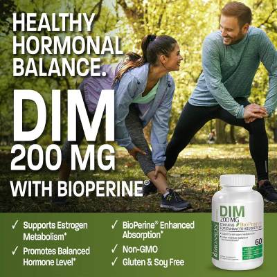 Healthy Hormonal Balance with Bronson DIM 200 MG with BioPerine for Men and Women