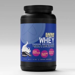 Safari Nu Whey Premium Protein Powder Cookies and Cream 2lb Tub