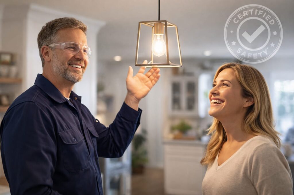 Expert electrical repair service and licensed electrician fixing home wiring